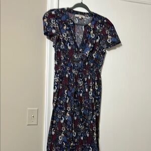 Floral Print V-Neck Dress - Multicolor